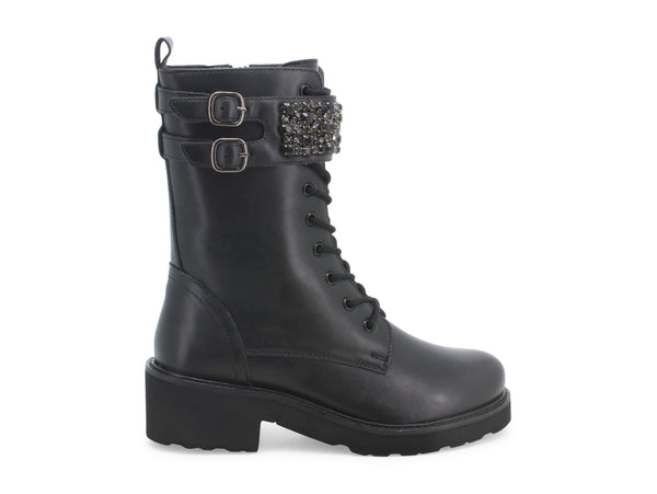 Melluso donna stivali pelle con lacci e zip 034307-217200 nero